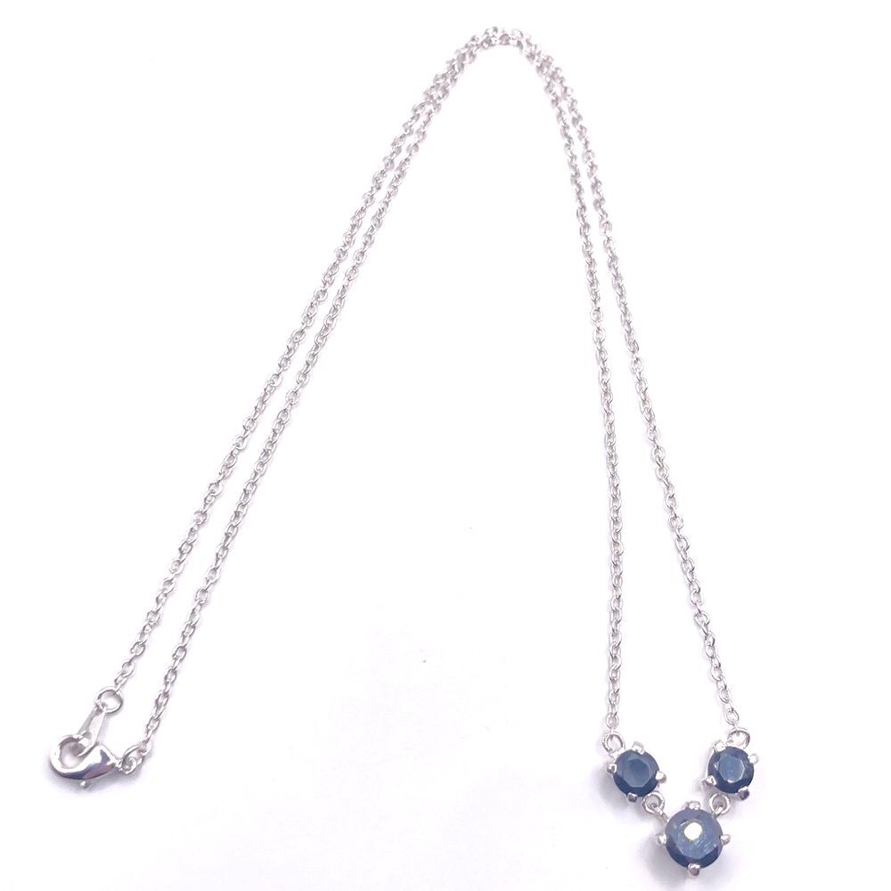 Minimalist Silver Chain Black Round Crystal Dainty Necklace
